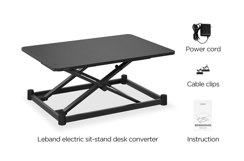Leband Electric Standing Desk Converter with Wireless Charging and 2 USB Ports, 34”
