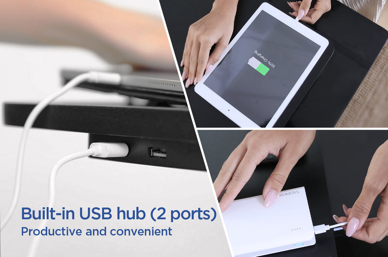 Leband Electric Standing Desk Converter with Wireless Charging and 2 USB Ports, 34”